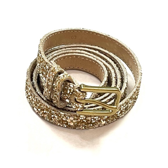 J. Crew Gold Glitter Skinny Belt
